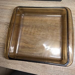 Pyrex Corning Vision Ware Amber Glass 21x21x5cm Casserole Dish Baking Pan